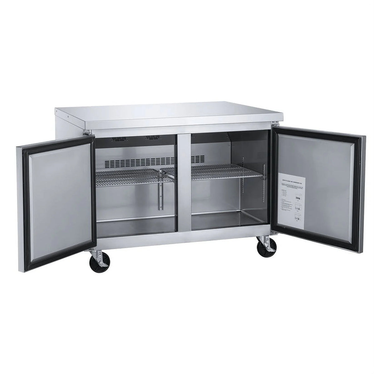 60 in. Two Door Commercial Undercounter Freezer in Stainless Steel 15.53 cu. ft.