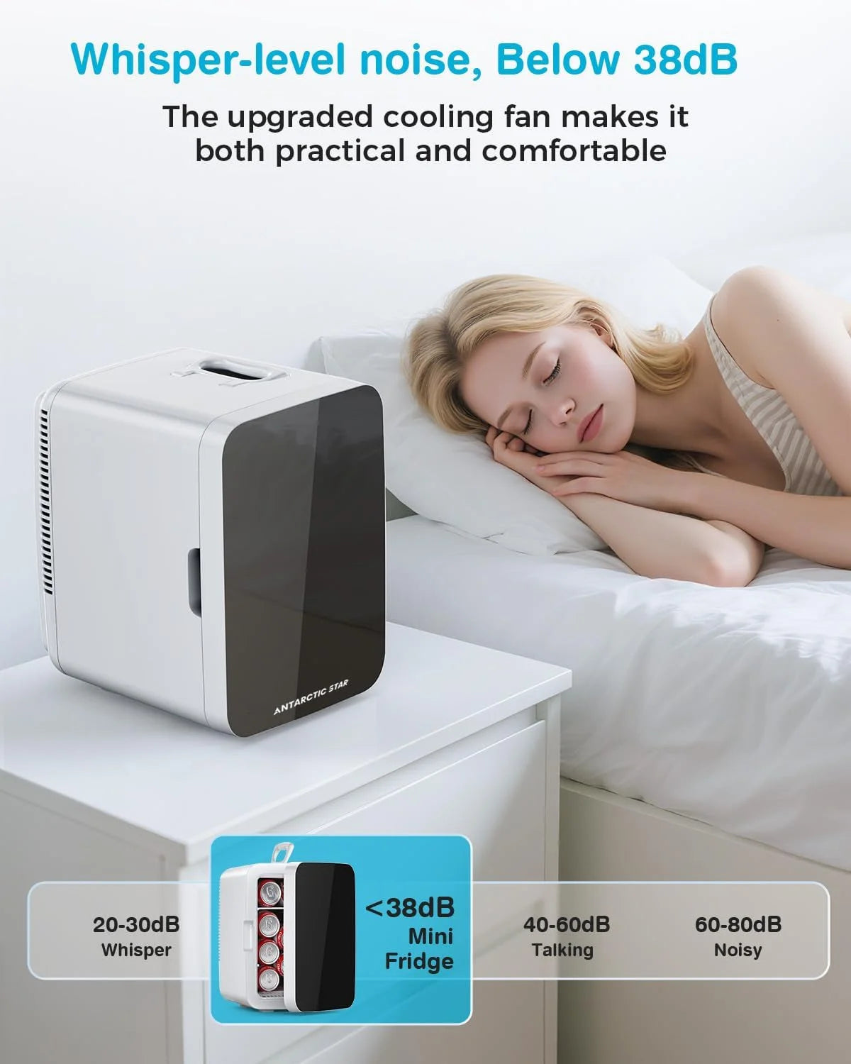 Compact Mini Fridge, 10L Portable Small Refrigerator, 2.6 Gal Mini Fridge with AC/DC Adapters, Small Cosmetics Cooler for Beverage, Food, Makeup, Bedroom, Office, Dorm,