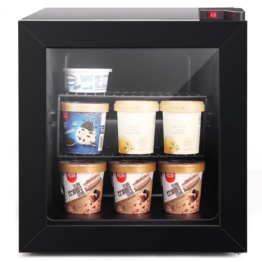 Northair 1.1 Cu Ft Countertop Mini Display Freezer with Glass Door Perfect for Liquor and Ice Cream