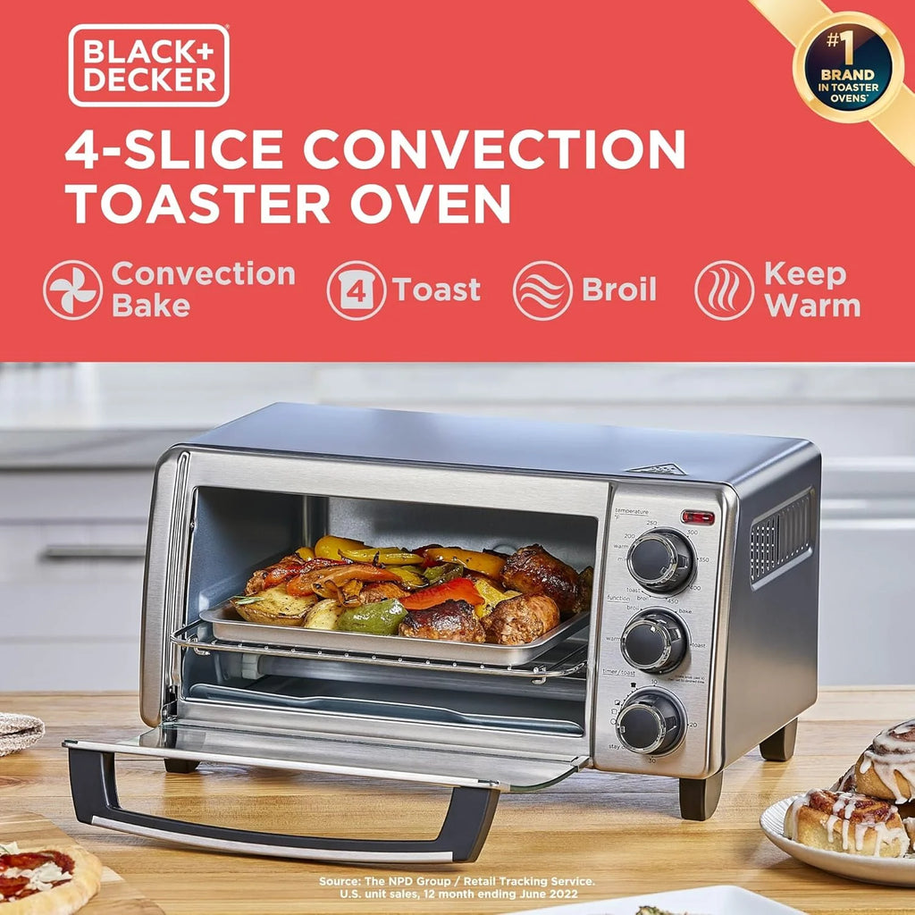 4-Slice Convection Oven - Stainless Steel, Curved Interior for 9-inch Pizza, TO1313SBD