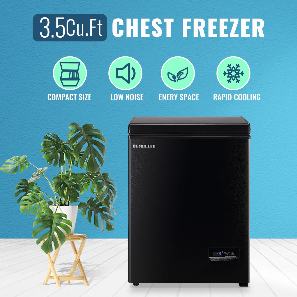 DEMULLER 3.5 Cu. ft Mini Fridge with Freezer Compact Small Deep Freezers for Dorm Office 63-White, NEW