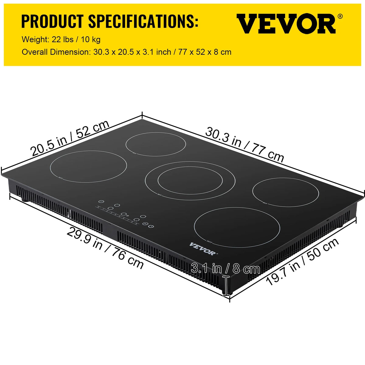 VEVOR 30'' Radiant Electric Cooktop in Black with 4 Burners
