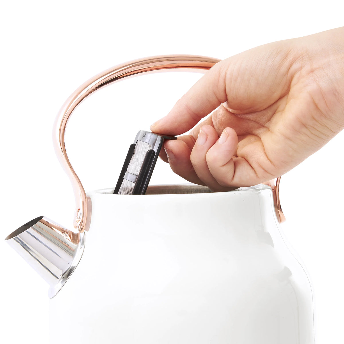 Open Box Haden Heritage 1.7L Stainless Steel Retro Electric Kettle,Ivory/Copper