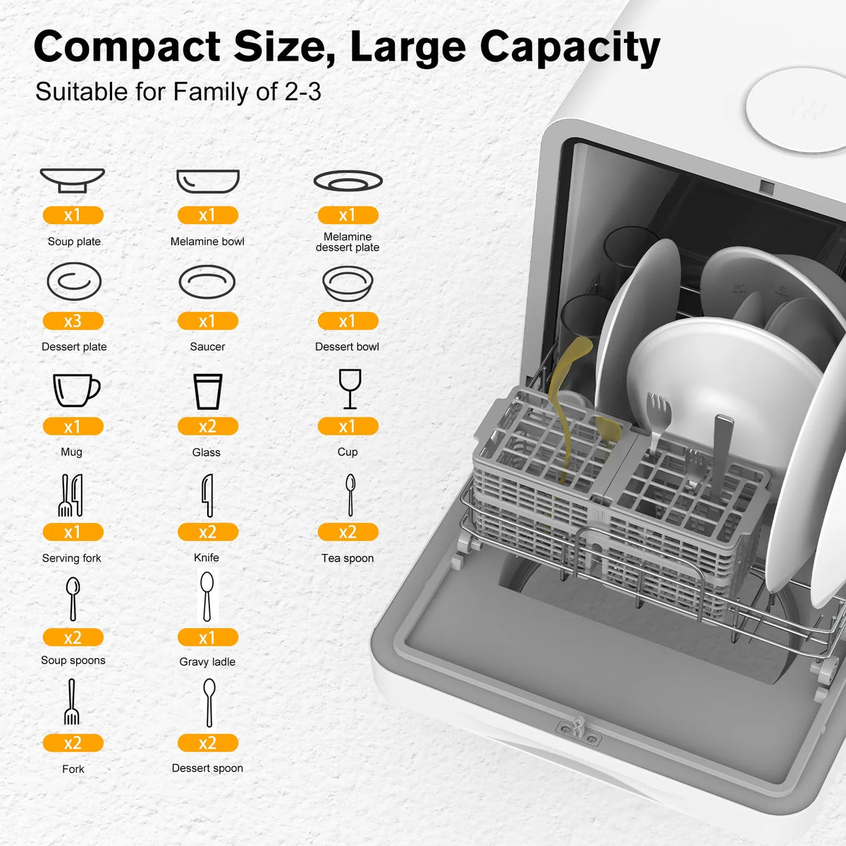 Advwin Portable Countertop Dishwasher with Upgraded 24H Delay Cleaning and 7 Programs,��5L Water Tank& 360��Dual Spray, High-Temp for Apartments & RVs, No Installation Needed