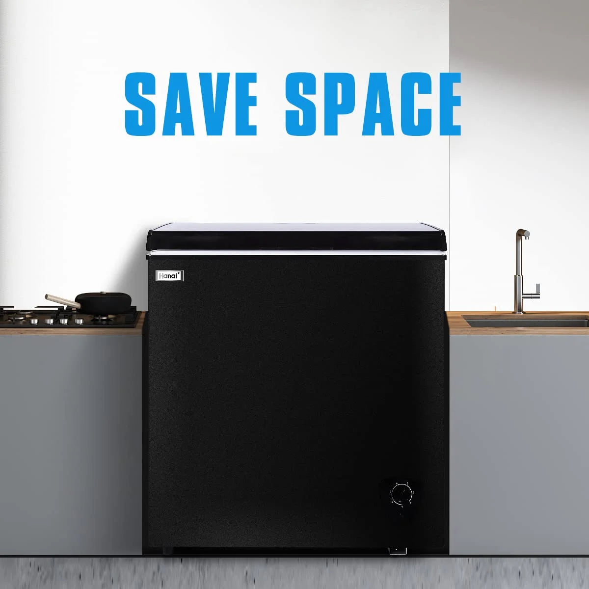 WANAI Chest Freezer 5.0 Cu Ft,Small Chest Freezer,Upright Single Door Refrigerator,Black