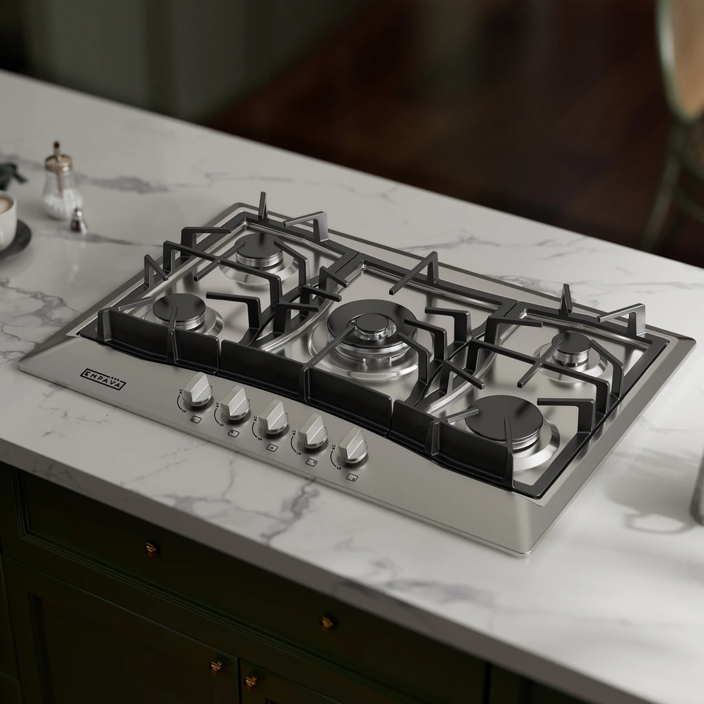Empava 30'' Built-in Gas Stove Top - Stainless Steel LPG Natural Gas Cooktop - 5 Sealed Burners