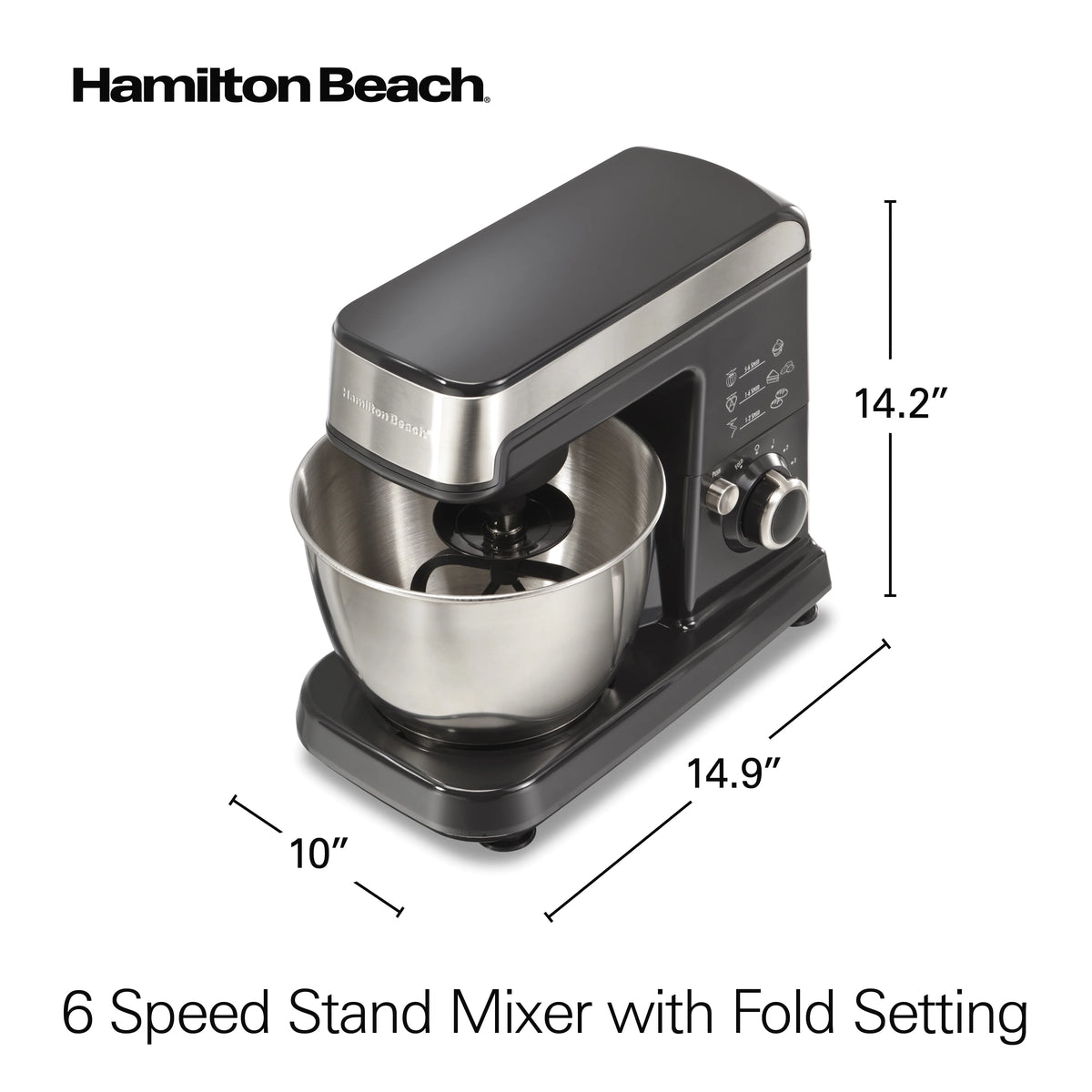 Hamilton Beach 6-Speed Classic Stand Mixer, 3.5 Quarts, Black, 63326