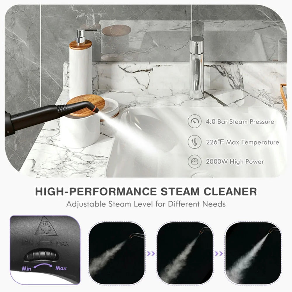 Spaco 2000W Heavy Duty Multi-purpose Steam Cleaner with Automatic Power Off and Child safety Lock, Steam Cleaner Mop with Detachable Handheld Unit, Purple