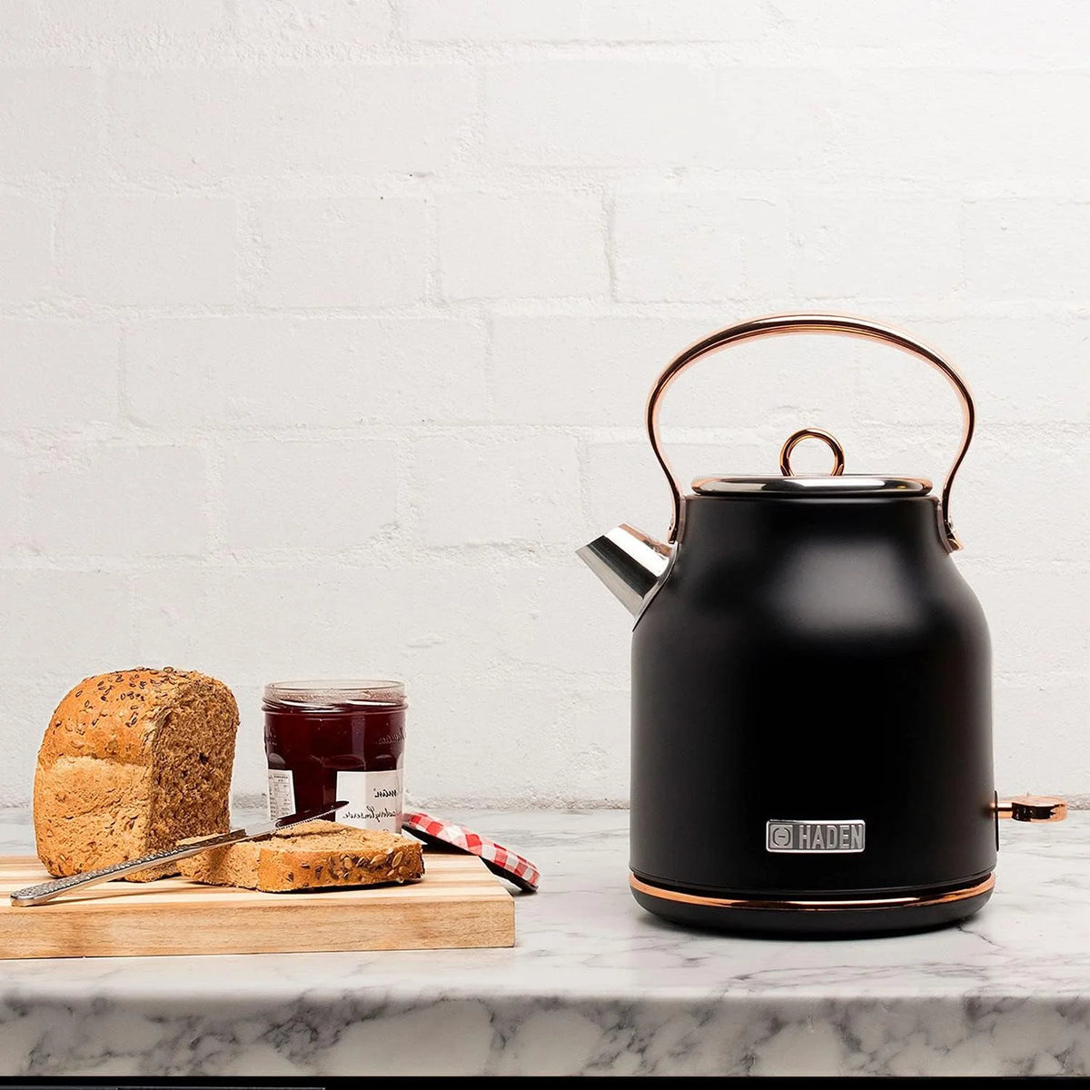 Heritage 1.7L Stainless Steel Electric Water Tea Kettle, Black & Copper