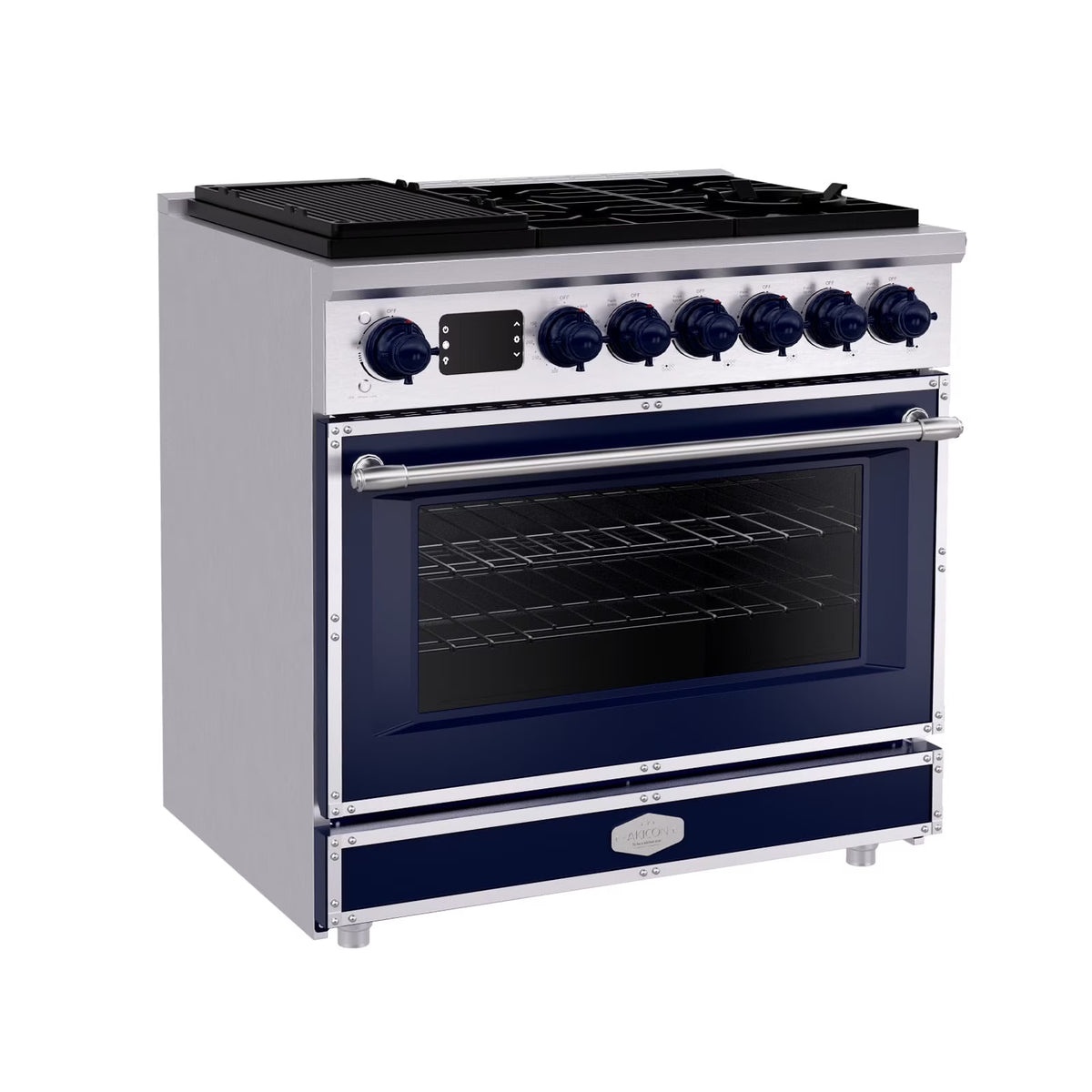 Akicon 48 Inch Freestanding Gas Range with 8 Sealed Burners Cooktop, 6.7 Cu.Ft. Dual Zone Capacity, Natural Gas/LP Convertible-BSGBGGA1