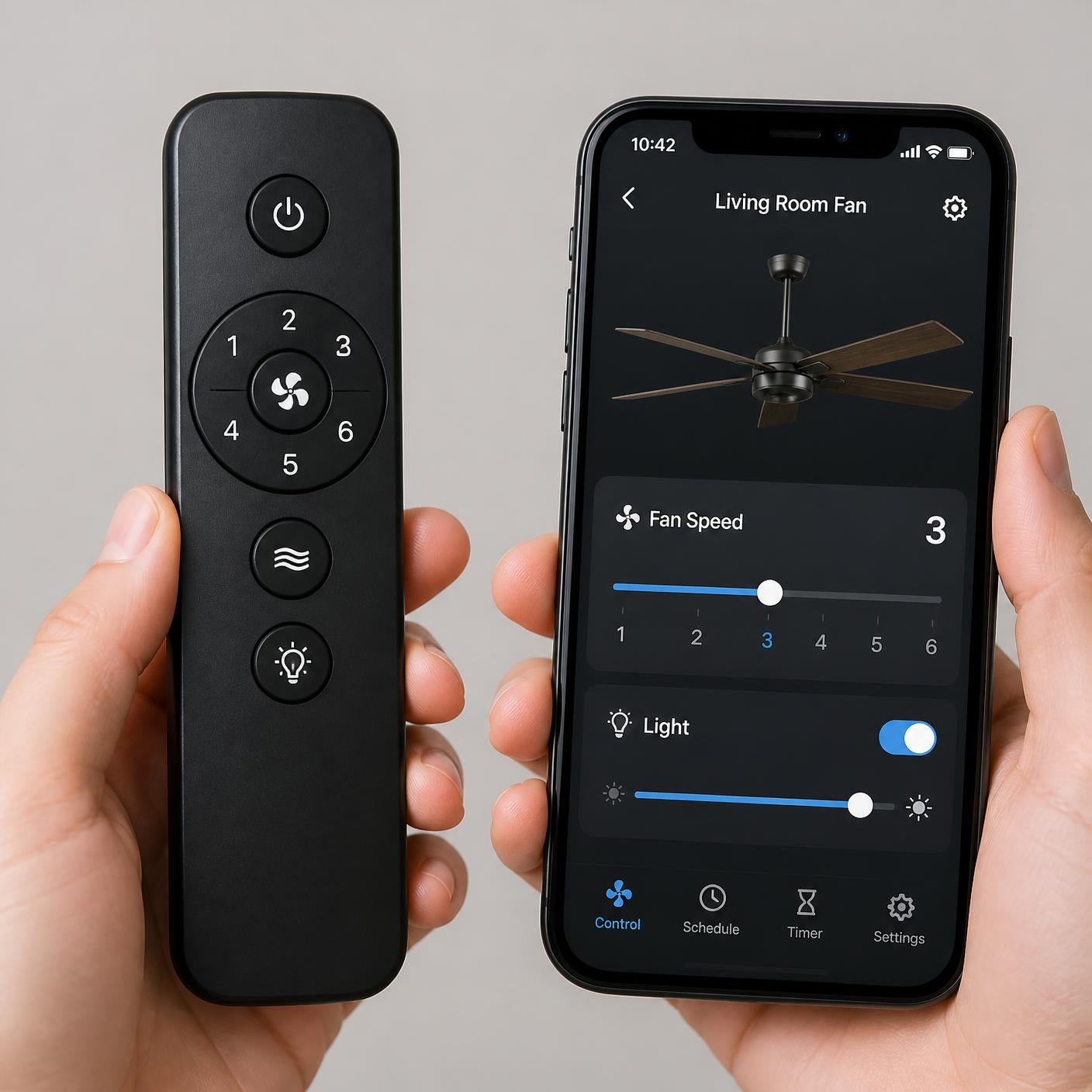 Télécommande et application mobile ROGLOW pour ventilateur connecté